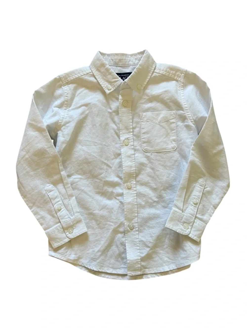 Children’s Place Boys White Long Sleeve Button Down Shirt | 5T